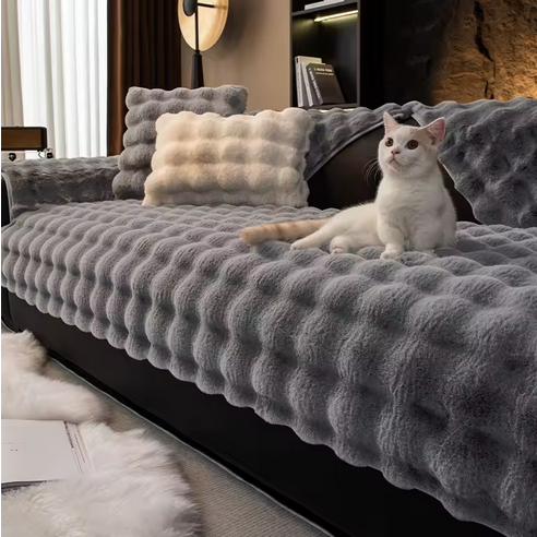 Thicken Imitation Rabbit Fur Plush Sofa Slipcover Non-slip Soft Sofa Towel Couch Cushion For Living Room Modern Home Decor