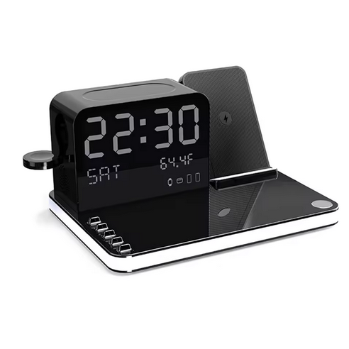 7-in-1 wireless charging station - Night Light & temp Display
