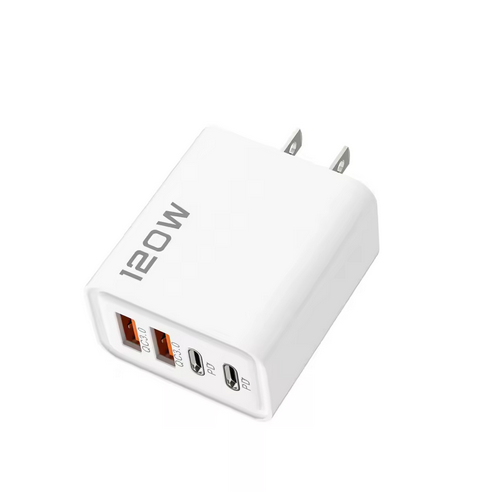Quick Charge 3.0 Fast Charger Muti Total 120W 4 Port USB Type C PD Mobile Phone Wall Adapter for iPhone 16 Samsung S24 Xiaomi 15