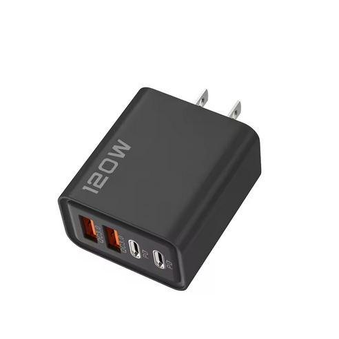 Quick Charge 3.0 Fast Charger Muti Total 120W 4 Port USB Type C PD Mobile Phone Wall Adapter for iPhone 16 Samsung S24 Xiaomi 15