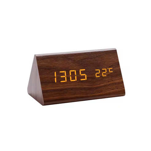Digital Alarm Clock Desktop Wood LED Clocks Sound Control Electronic Display Thermometer Home Decor Gift Wood Clocks
