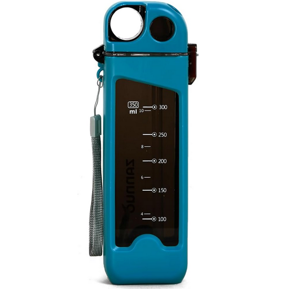 350ml Sports Water Cup Square Shape Portable Plastic Water Bottle Fitness Cup Straw Kettle Out