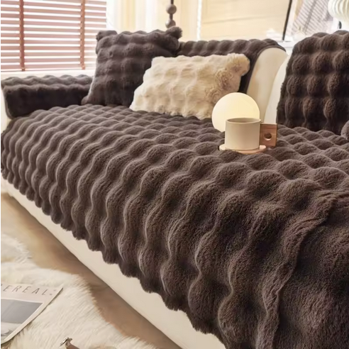 Thicken Imitation Rabbit Fur Plush Sofa Slipcover Non-slip Soft Sofa Towel Couch Cushion For Living Room Modern Home Decor